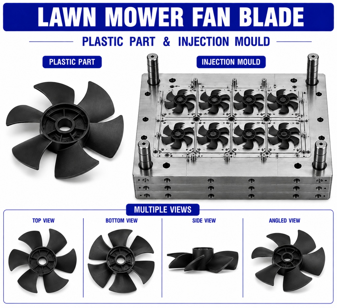 Lawn Mower Plastic Fan Blade Mould and Moulding Services